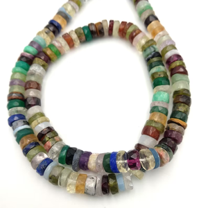 Brins de pierres précieuses multicolores facettées en forme de pneu, 5mm 6mm, pierres Heishi taillées en roue pour la fabrication de bijoux, vente en gros, 16 pouces - Product Image 2