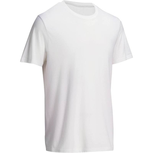 เสื้อยืดคอกลมแขนสั้นสีขาวสำหรับผู้ชาย ทรงปกติ สไตล์สตรีทแวร์ ผ้าโพลีเอสเตอร์เนื้อแน่น ระบายอากาศได้ดี ล้างสีแบบแอซิดวอช พร้อมโลโก้ด้านหน้า - Product Image 1