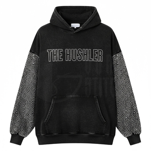 Acid Wash Hoodies Men Custom Rhinestone Hoodies Low Moq Manufacturer Hoodies 100% Cotton <b>Fleece</b> Men <b>Black</b> Hoodies Pullover - Product Image 1