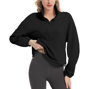 Sudadera Corta con Cierre de Cremallera para Mujer, Manga Larga, Deportiva, Moderna, para Gimnasio, Running, Yoga y Uso Casual - Product Image 4