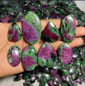 Natural Loose <b>Ruby</b> Zoisite Cabochon AAA Grade Handmade FAIJAN GEMS Third Party Certified Rajasthan Green Gemstone Jewellery - Product Image 3