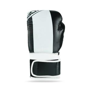 Gants de boxe en cuir blanc et noir avec fermeture Velcro pour adultes, équipement d'entraînement - Product Image 1