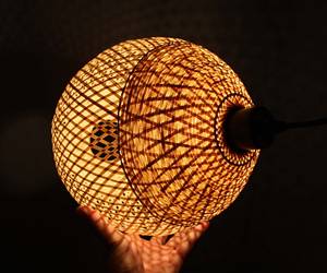 Round Bamboo Pendant Light Natural Woven Lampshade 11x11.5 Inch Hanging <b>Ceiling</b> Lamp Boho Home <b>Decor</b> Supplier - Product Image 6