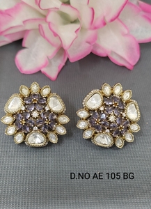 Modernos Pendientes de Moissanita Redondos para Mujer, AE 105 BG/C9, Plata de Ley, para el Día de San Valentín - Product Image 3