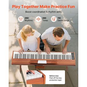 88-Key Fully <b>Weighted</b> Digital Piano with Triple Pedal Sheet Music <b>Stand</b> 28V Power Adapter - Product Image 4