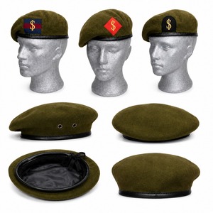 Knitted Berets Custom Pure <b>Wool</b> Beret with Cotton Lining & Leather <b>Headband</b> for Outdoor Sports Party & Cycling-Four Seasons Use - Product Image 4