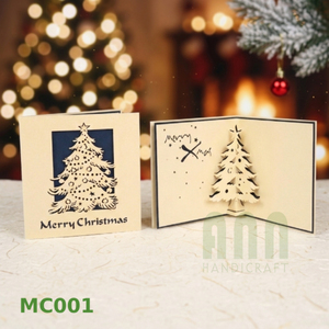 Custom Laser Cut 3D Paper Christmas Tree Greeting <b>Cards</b> 'Thank You' Christmas Day Letterpress Matte ANN HANDICRAFT MC001 - Product Image 3