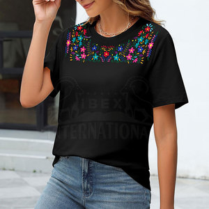 เสื้อยืดผู้หญิงปักลายถักแบบเย็บติดกัน เป็นมิตรกับสิ่งแวดล้อม แขนสั้น คอกลม สำหรับฤดูร้อน สวมใส่สบายๆ แฟชั่นประจำวัน - Product Image 6