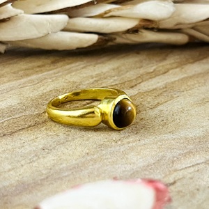 New Arrival Best Boho <b>Tiger</b> <b>Eye</b> <b>Rings</b> for Women Brass Vintage <b>Rings</b> 18k Gold Plated Solitaire Statement for Wholesale/OEM/ODM - Product Image 2