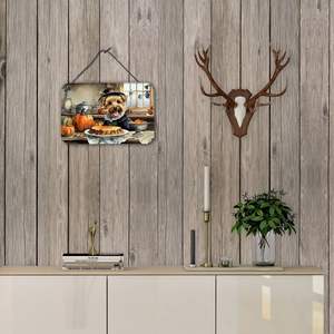 Multicolor Lakeland Terrier Fall Kitchen Pumpkins Aluminum Metal <b>Sign</b> 8HX12W <b>Door</b> Hanging Prints <b>for</b> Home Decor <b>for</b> Kitchen Wall - Product Image 4