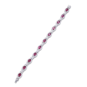 Stylish 925 Silver <b>Ruby</b> <b>Bracelet</b> With Oval Cut Lab grown Diamonds Classic Wedding Jewelry IGI Certified - Product Image 3