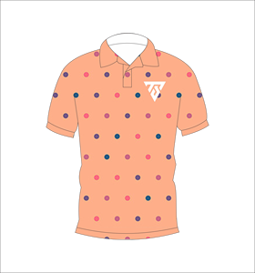 Polo de Hombre Color Durazno Multicolor con Micro Puntos, Personalizable por Sublimación, Manga Corta, Verano, Casual, Transpirable, Ligero, para Golf - Product Image 1