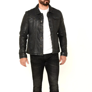 2026 Wholesale Price Genuine Sheep <b>Leather</b> <b>Jacket</b> Fashionable <b>Leather</b> <b>Jackets</b> Best Price Button Closure Regular Fit <b>Men's</b> <b>Jacket</b> - Product Image 4