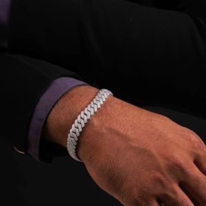 Bracelet en Moissanite couleur or blanc, jonc en Zircon Cubique, bijoux micro-pavés pour cadeau et soirée - Product Image 3