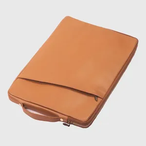 Modern Tan Slim Leather Laptop Sleeve Premium Handmade Business Laptop Bag with Elegant Professional Design - Product Image 5