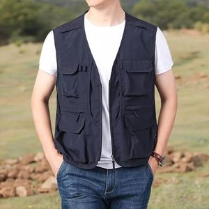 Men's Multi Pocket Fishing <b>Vest</b> Outdoor <b>Utility</b> <b>Vest</b> Lightweight Breathable Tactical Solid Color Zipper Closure Upf 35 - Product Image 1