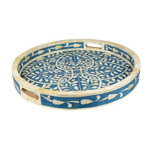 Plateau de service en incrustation d'os Accent Home de qualité supérieure pour les dessus de table et les espaces de vie pour l'approvisionnement mondial de l'exportateur indien - Product Image 1