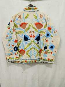 Veste en polaire brodée à la main avec motif floral, col mandarin, manches longues, manteau de printemps pour femme - Product Image 2
