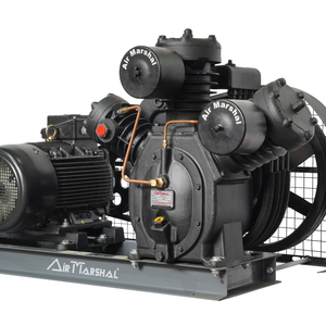 Compresseur d'air industriel robuste à piston alternatif, pompe haute pression, unité de moteur entraînée par courroie pour atelier et usine - Product Image 3