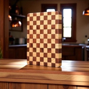 Grande planche à découper en bois d'acacia massif avec deux poignées, bloc de boucher en bois - Product Image 5