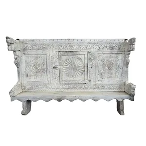 <b>Vintage</b> Hand Carved Wooden Damchiya One Door Storage Cabinet Wedding Chest <b>Console</b> Side <b>Table</b> Traditional Indian Furniture - Product Image 1