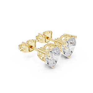 Heart Cut Diamond Stud Earrings in Solid Gold or Sterling Silver Romantic Three Prong Setting Gemstone Jewelry for Women - Product Image 5