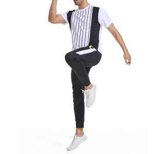 Mens White Black Striped Summer Tracksuit Short Sleeve <b>T</b> Shirt Jogger Pants Casual Sportswear - Product Image 6