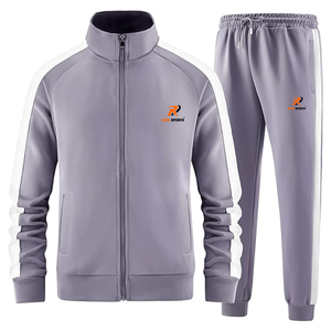Survêtement en coton et polyester pour homme, style slim fit, pantalon de jogging avec sweat à capuche zippé, survêtements de qualité supérieure pour homme et femme - Product Image 2