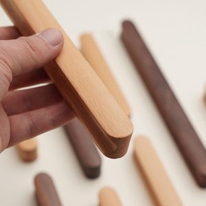 Sleek Minimal Wooden Drawer Pulls Nordic Inspired Cabinet Hardware Elegant Solid Wood Door Handles Modern <b>Rustic</b> Furniture Pull - Product Image 3