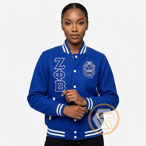 เสื้อแจ็คเก็ตวาร์ซิตี้ Zeta Phi Beta แบบสั่งทำพิเศษจาก GREEK TREASURES เสื้อผ้าสำหรับชมรมนักศึกษา คุณภาพสูง ระบายอากาศได้ดี บุด้วยผ้าซาตินไหม สำหรับผู้หญิง - Product Image 4
