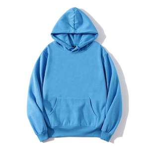 Sweat-shirt à capuche bleu uni pour homme, très demandé, coupe classique, tissu polaire, design avec poche kangourou. - Product Image 1