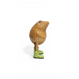 Sculpture de grenouille en bois sculpté à la main, art moderne, décoration d'intérieur pour chambre à coucher, figurine animale de table, cadeau de luxe pour les fêtes - Product Image 3