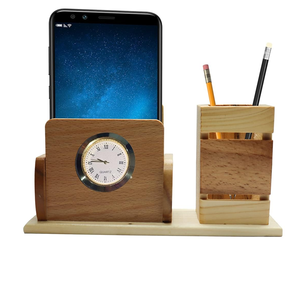 Promotional Wood Pen Stand Multifunction Pen <b>Holder</b> With Clock Factory Custom Natural Wood Multi-function <b>Business</b> <b>Card</b> <b>Holder</b> - Product Image 4