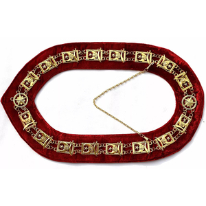 Masonic <b>Collar</b> Shriners Dress Gold <b>Metal</b> Chain Red Velvet Backing Premium Quality Fabric With Customized Chain <b>Collar</b> - Product Image 2
