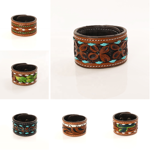 Bracelet en cuir brut artisanal de style western, accessoire de mode cowgirl - Product Image 6