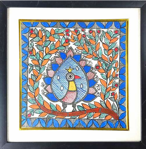 Pintura Madhubani 3D Completa en Metal Hecha a Mano, Arte Folclórico Tradicional de Jharkand, Decoración para el Hogar - Product Image 3