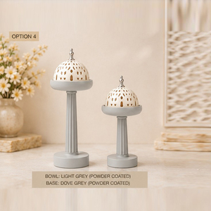 Elegante Juego de Incensario Verde Salvia sobre Pilares Acanalados y Cúpulas Perforadas Color Crema, Hermoso Estilo Moderno para Decoración del Hogar - Product Image 4