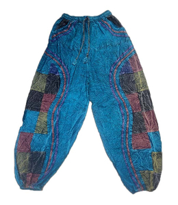 New Summer Hippie Pants for <b>Men</b> and Women Stonewash Harem <b>Hippy</b> Pant with Patch Baggy Stretch Waist Gypsy <b>Trousers</b> - Product Image 1