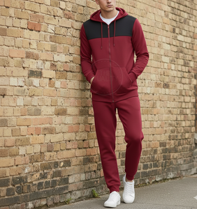 Men Solid Lightweight Tracksuit Set <b>Zip</b>-Up <b>Hoodie</b> Jogger Pants 100% Cotton Casual Winter Sportswear with Side <b>Pockets</b> - Product Image 6