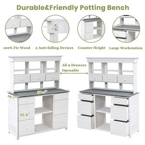 Tavolo da Giardinaggio Rustico ed Elegante con Cassetti Multipli e Ripiani per un Comodo Stoccaggio - Product Image 4