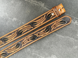Cinturón de Cuero Occidental de Calidad de Exportación para Hombre, Tallado y Pintado a Mano, con Grabado Floral en Relieve, Cinturón Vaquero de Cuero - Product Image 4