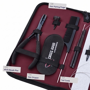 Juego avanzado de herramientas para aplicación de extensiones de cabello con microperlas: Alicates de crimpado de 2 orificios, herramienta de gancho para bucles de alambre, peine de dedo para separar el cabello - Product Image 4
