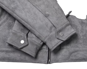 OEM Winter Autumn Custom Logo grey <b>suede</b> leather <b>Jacket</b> Men High Street Loose Zipper Casual Men'S Solid Color <b>Jacket</b> 2026. - Product Image 5