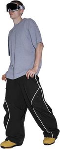 Pantalon de ski unisexe imperméable et chauffant coupe-vent 10000 mm - Polyester Tex pour activités de neige en extérieur, fermeture à cordon, style cargo, doublure polaire - Product Image 4