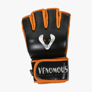 ถุงมือ MMA หนังสีส้มดำแบบมีพิษ ครึ่งนิ้ว พร้อมสายรัดข้อมือ สำหรับฝึกซ้อมศิลปะการต่อสู้ อุปกรณ์ซ้อมต่อสู้ สำหรับผู้ใหญ่ทุกเพศ ขนาด 14 - Product Image 4