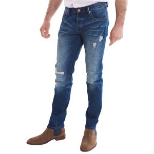 Distressed Men's Denim <b>Jeans</b> Dark Indigo Distressed Trousers Cotton Stretch Fabric Casual Streetwear Fashion Pants For Male - Product Image 1