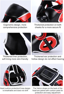 Nouveauté : Protège-têtes en cuir - Casque de kickboxing - Protection intégrale du menton - Casque de boxe personnalisé imprimé - Portable - Product Image 4