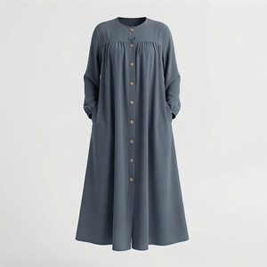 Abaya de alta calidad, ropa islámica de moda, abaya con botones frontales, vestido musulmán de cobertura completa para mujer, abaya con color personalizado. - Product Image 1