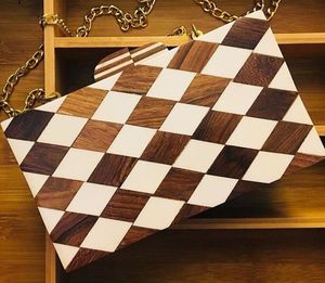 Modern Wooden Geometric Clutch Bag Handmade <b>Creative</b> Design Promotional Novelty <b>Gift</b> - Product Image 4