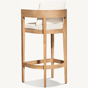 Chaises de bar avec accoudoirs en teck de bonne qualité, style moderne et épuré, équipées de mousse souple. - Product Image 5